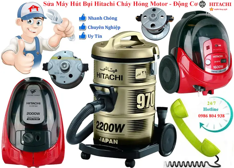 Sửa máy hút bụi Hitachi cháy hỏng motor tại nhà Hà Nội