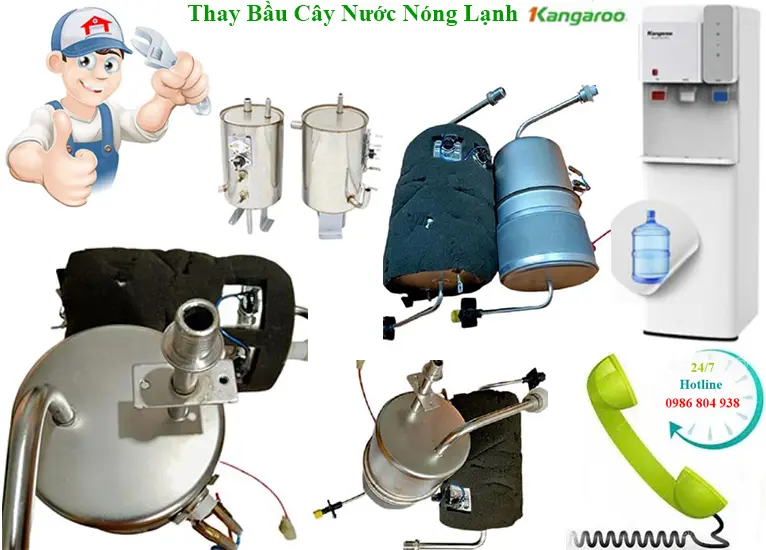Sửa cây nước Kangaroo không nóng, thay bầu đun chính hãng