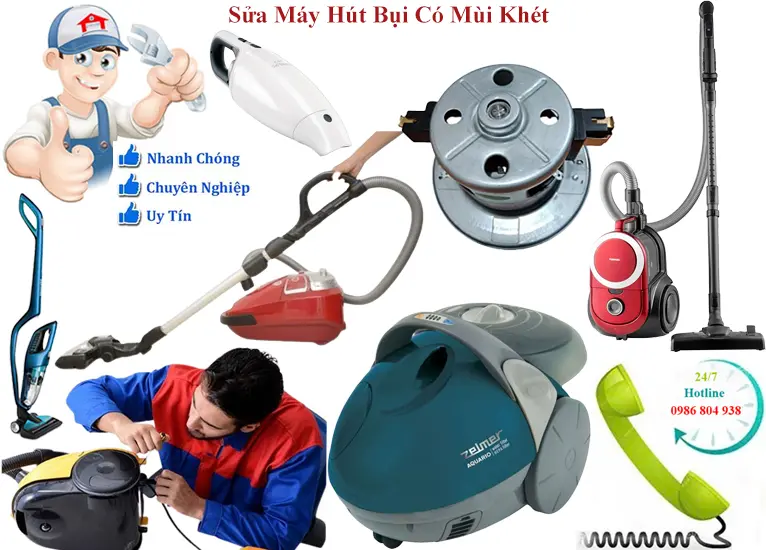 Sửa máy hút bụi chập cháy, có mùi khét tại nhà