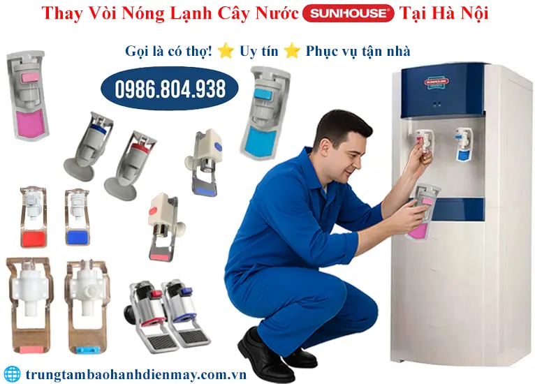 Thay vòi cây nước nóng lạnh Sunhouse chính hãng