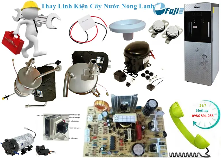 Thay linh kiện cây nước nóng lạnh Fujie chính hãng