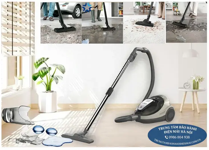Không hút chất lỏng, vật nhọn bằng máy hút bụi